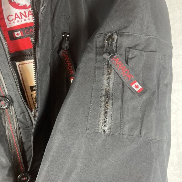 Canada WeatherGear Mens Black Bomber Jacket Hooded Parka Coat Size XL - Picture 6 of 15